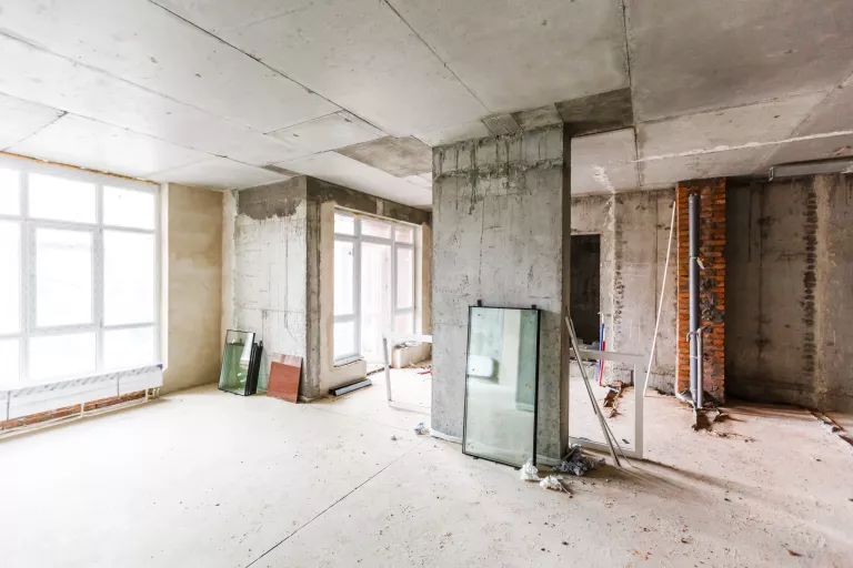 Material for repairs in an apartment is under construction, remodeling, rebuilding and renovation. Making walls from gypsum plasterboard or drywall.